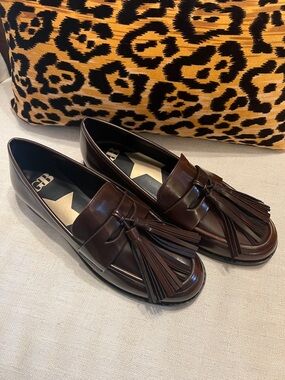 Gianni Bini Brown Patent Tassel Loafers for Women NWOT